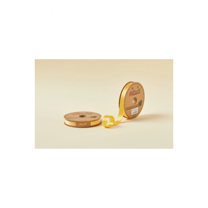 Biye Saten Katlı 048 Koyu Sarı 2 Cm 25 Metre %100 Polyester