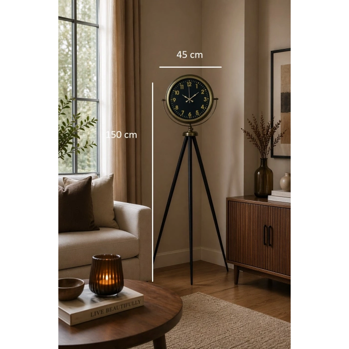 Black Legacy Aged Tripod Leg Clock