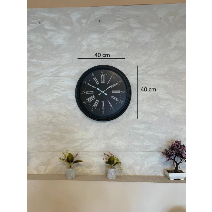 Black Noble 40 Cm Metal Modern Duvar Saati