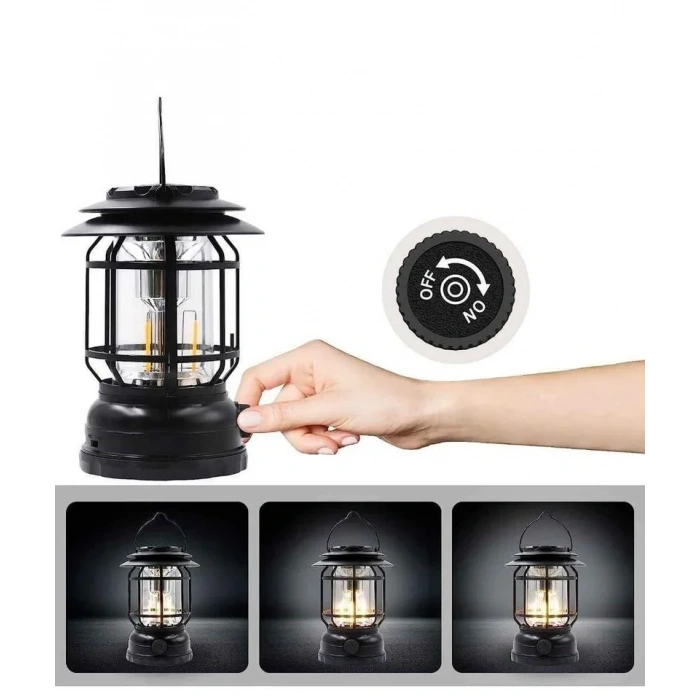 Bluetooth Hoparlör Özellikli Dimerli Led Kamp Lambası Hs66 (5365)