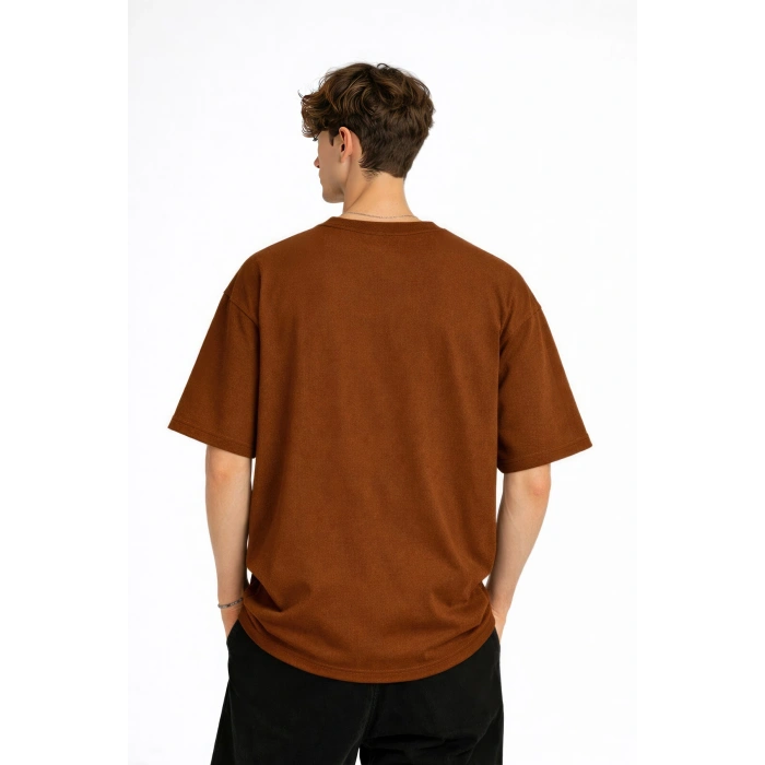 Blurry - Oversize Erkek Tişört KAHVE