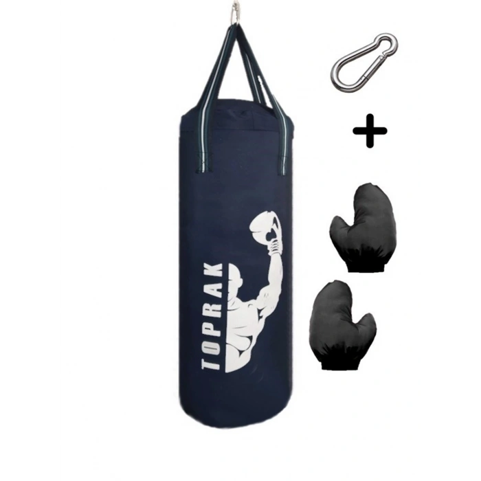 Boks Torbası Eldiven Ve Karabina Hediyeli İçi Dolu 50x20 Cm Lacivert