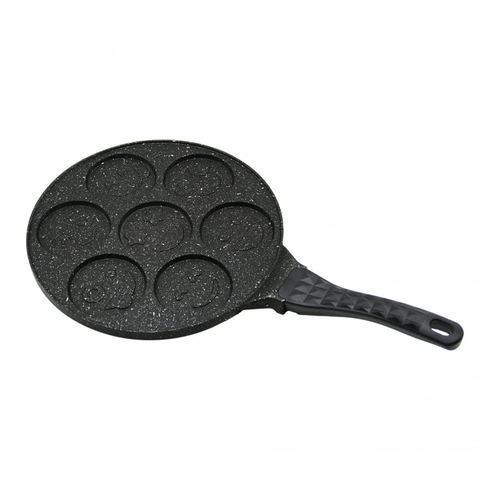 BÖLMELİ EMOJİLİ DÖKÜM PANKEK TAVA 28CM KABARTMA PİRAMİT DESENLİ BAKALİT SAP=18.2CM POŞETLİ AMBALAJ (5365)