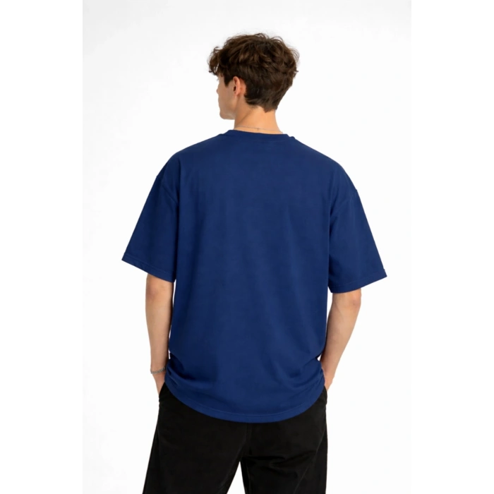 Boston - Baskılı Oversize Tişört LACIVERT
