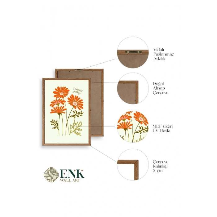 Botanik Üçlü Ahşap Çerçeveli Tablo 23 x 30