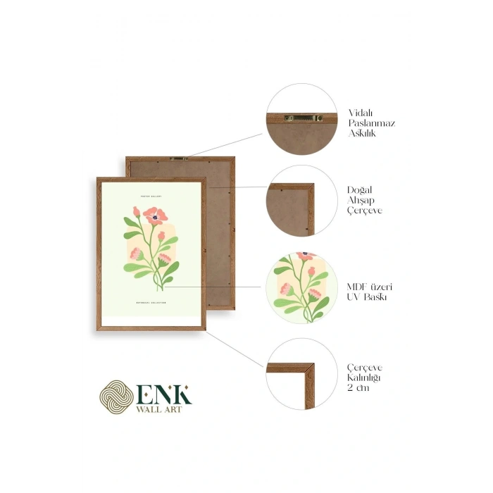 Botanik Üçlü Ahşap Çerçeveli Tablo 30 x 40
