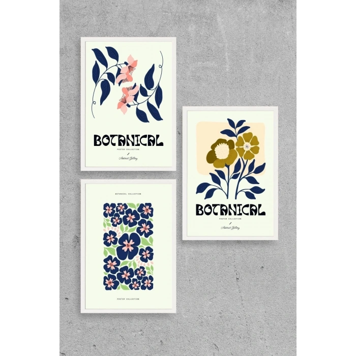 Botanik Üçlü Ahşap Çerçeveli Tablo 40 x 60