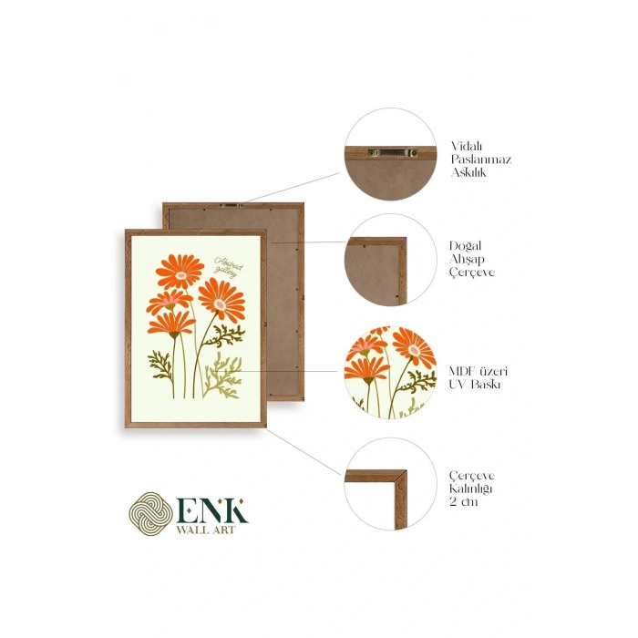 Botanik Üçlü Ahşap Çerçeveli Tablo 40 x 60