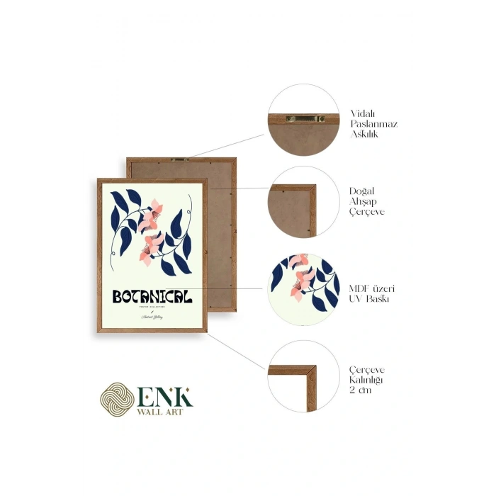 Botanik Üçlü Ahşap Çerçeveli Tablo 50 x 70