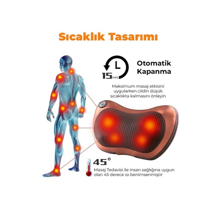 Boyun Yoğurmalı Çok Fonksiyonlu Masaj Yastığı-8 Toplu Sırt, Bel, Bacak Masaj Aleti