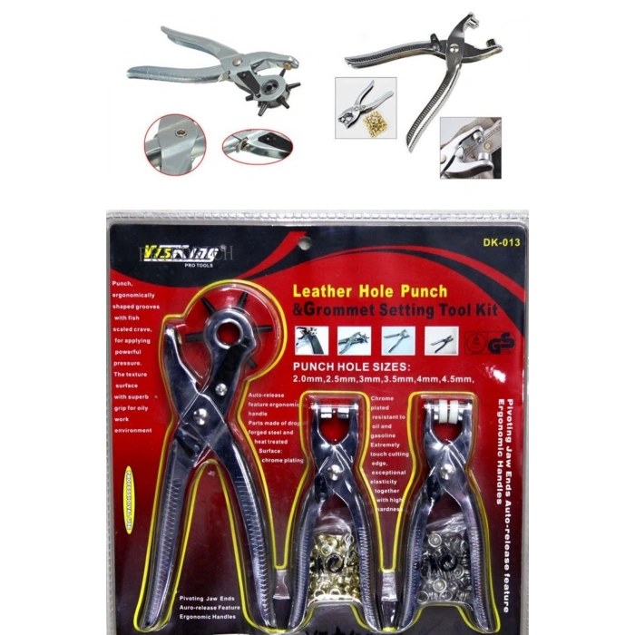 BUFFER® 3lü Kolay Kemer Deri Delik Açma Delme Aleti Delici Pensesi Delgeç Seti
