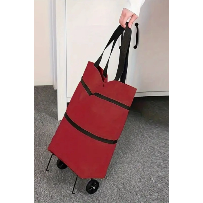BUFFER® Katlanabilir Tekerlekli Market Çantası,Çok Amaçlı Pazar Arabası,Portatif Alışveriş Bez Torbası