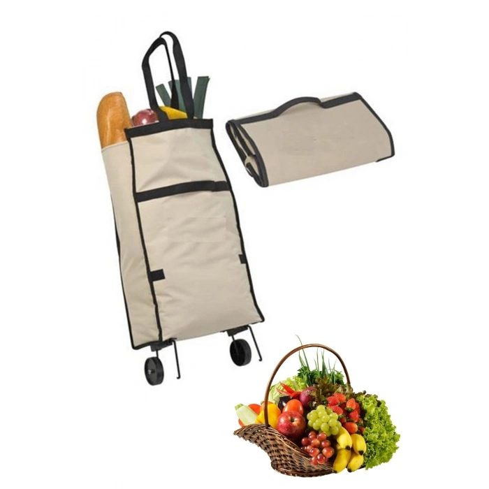 BUFFER® Katlanabilir Tekerlekli Market Çantası,Çok Amaçlı Pazar Arabası,Portatif Alışveriş Bez Torbası