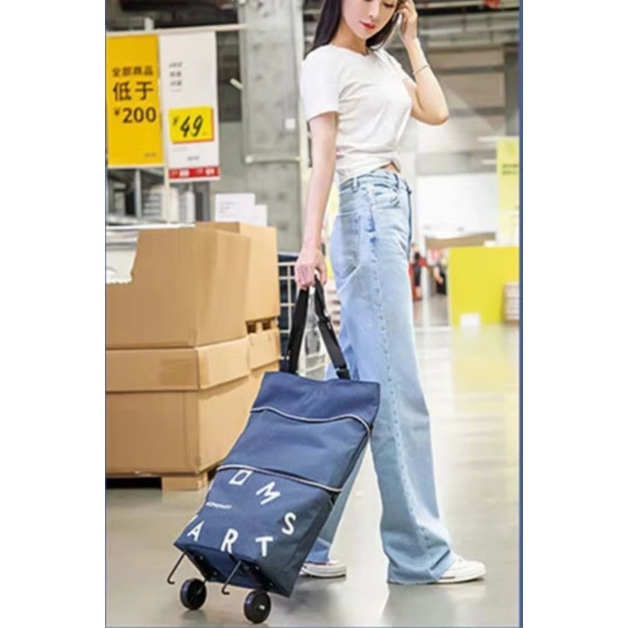 BUFFER® Katlanabilir Tekerlekli Market Çantası,Çok Amaçlı Pazar Arabası,Portatif Alışveriş Bez Torbası