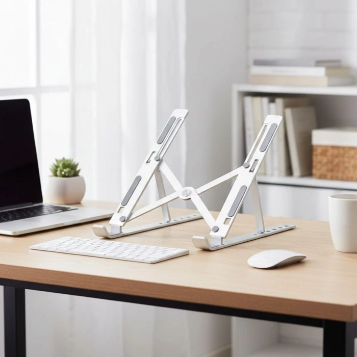 BUFFER® Plastik Katlanır Tablet Standı – Ayarlanabilir Açılı, Taşınabilir Masaüstü Telefon ve Tablet Tutucu Stand