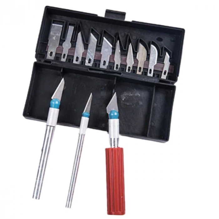 BUFFER® Zanaat 16 Parça Hobi Gravür Ahşap Heykel Çömlek Oyma Şekil Verme 13 Maket Bıçak Neşter Seti