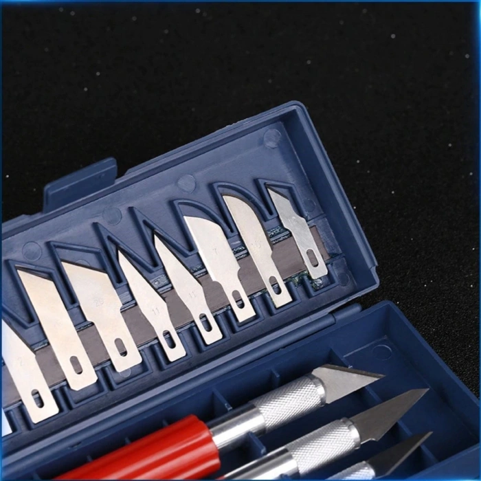 BUFFER® Zanaat 16 Parça Hobi Gravür Ahşap Heykel Çömlek Oyma Şekil Verme 13 Maket Bıçak Neşter Seti