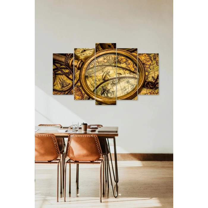 Büyüteç ve Harita 5 Parçalı Mdf Tablo 60 x 100