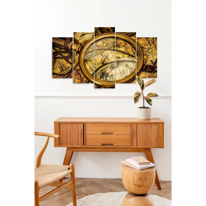 Büyüteç ve Harita 5 Parçalı Mdf Tablo 60 x 100