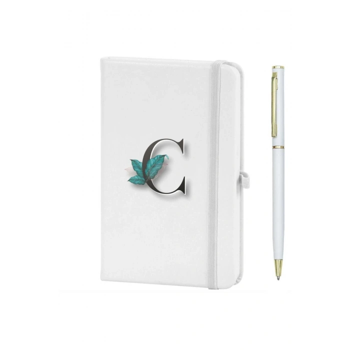 C Harfi Çiçek Baskılı Defter