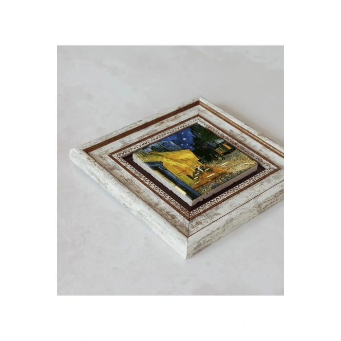 Cafe Terace Çerçeveli Taş Tablo , Çerçeveli Taş Duvar Dekoru 20 cm