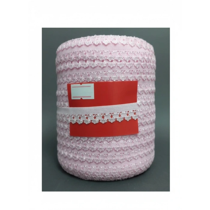Çamaşır Lastiği Dantelli 1 cm 1 Metre Açık Pembe