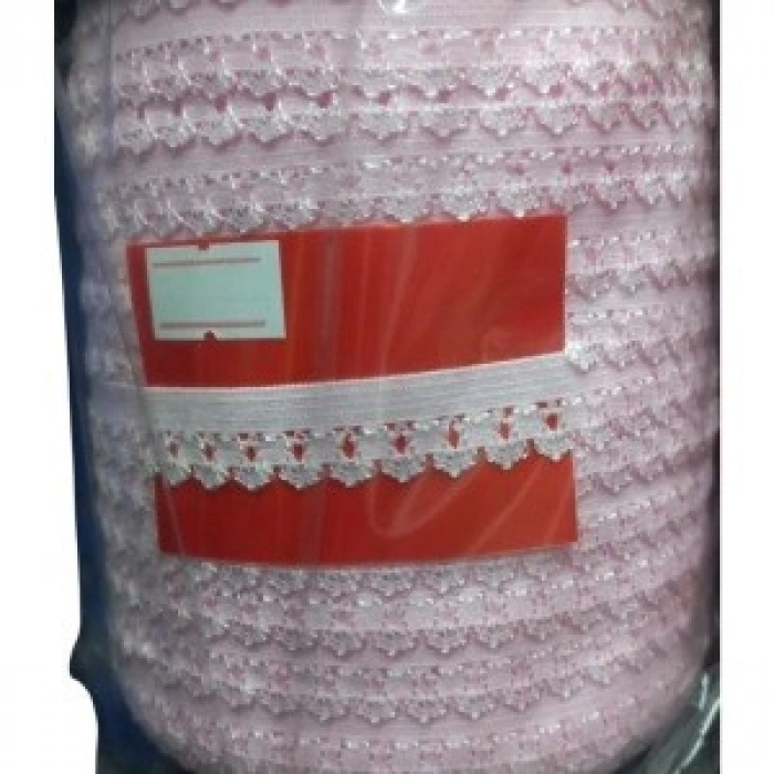 Çamaşır Lastiği Dantelli 1 Cm 1 Metre Açık Pembe