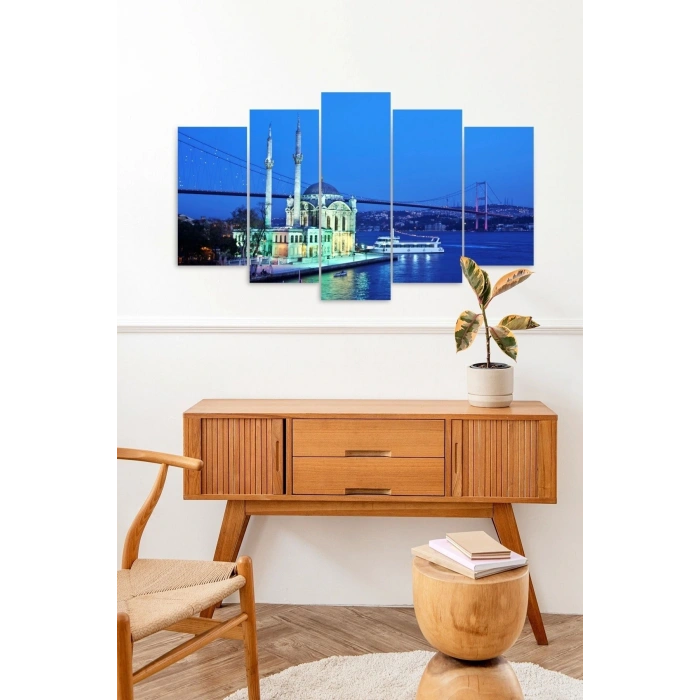 Camii Manzara 5 Parçalı Mdf Tablo 60 x 100