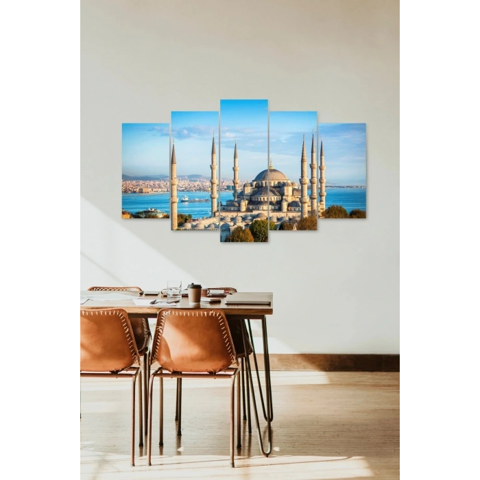 Camii Manzara 5 Parçalı Mdf Tablo 60 x 100