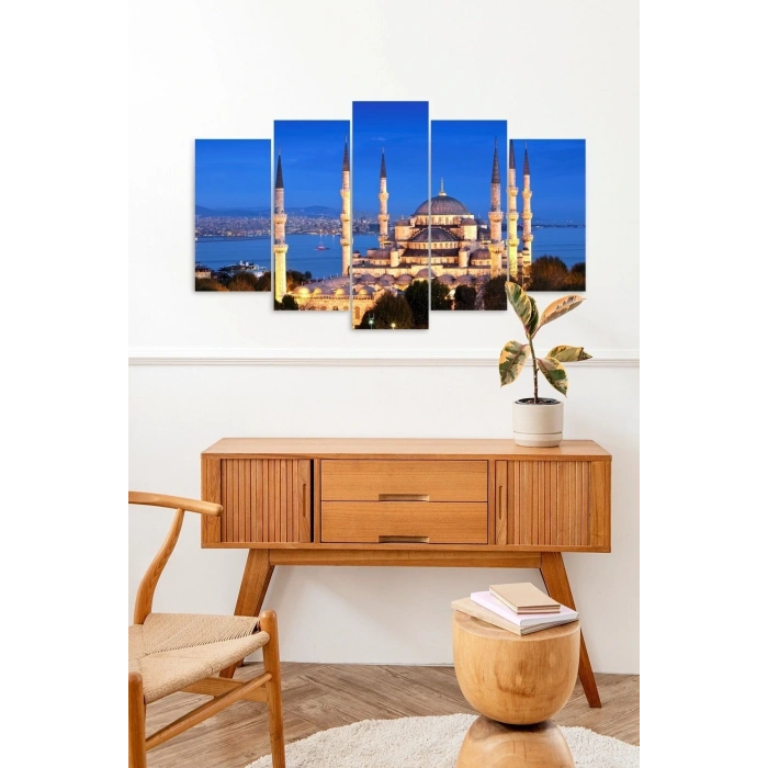 Camii Manzara 5 Parçalı Mdf Tablo 60 x 100