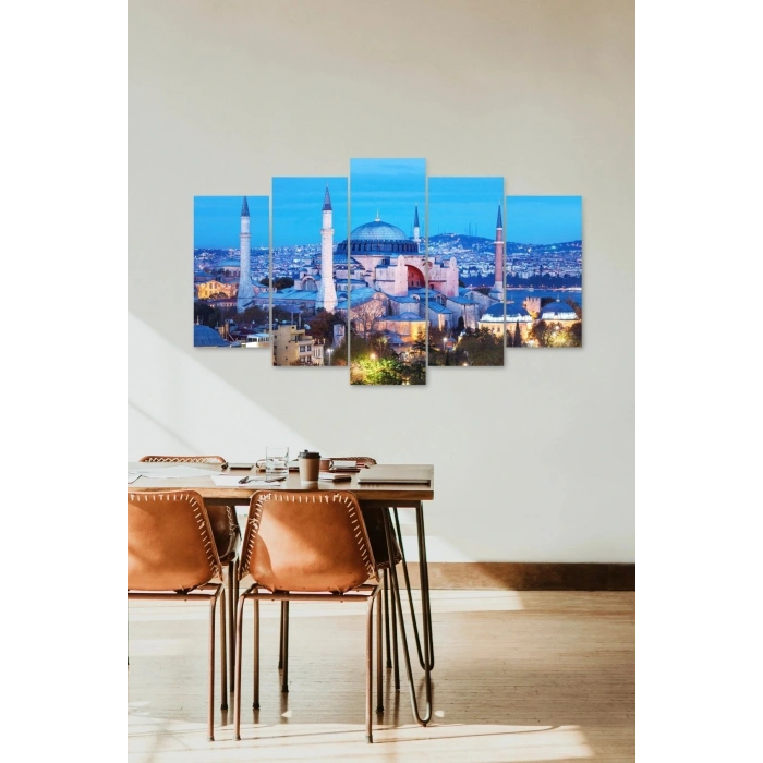 Camii Manzara 5 Parçalı Mdf Tablo 60 x 100