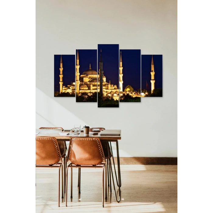 Camii Manzara 5 Parçalı Mdf Tablo 60 x 100