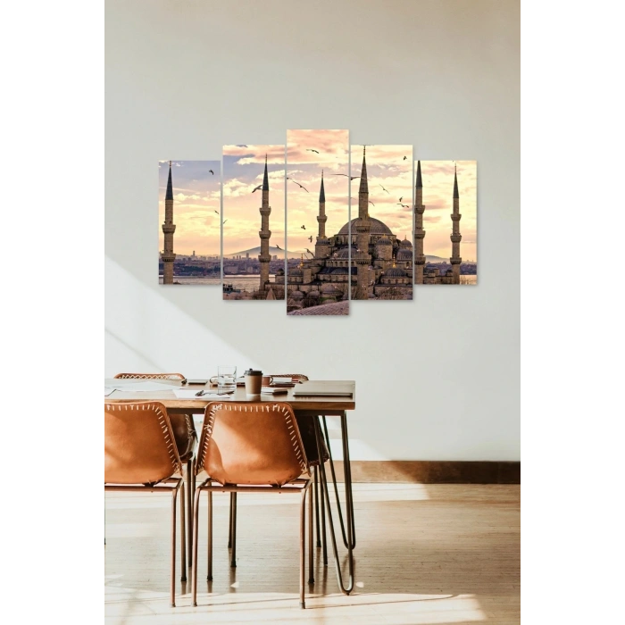 Camii Manzara 5 Parçalı Mdf Tablo 60 x 100