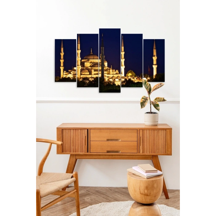 Camii Manzara 5 Parçalı Mdf Tablo 60 x 100
