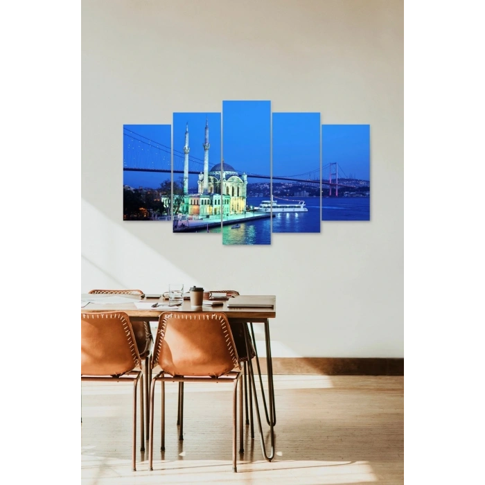 Camii Manzara 5 Parçalı Mdf Tablo 60 x 100