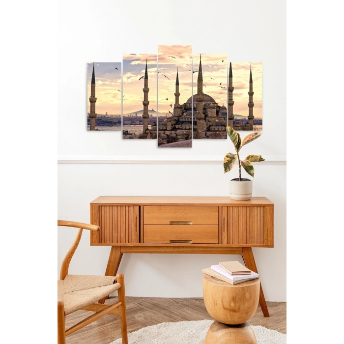 Camii Manzara 5 Parçalı Mdf Tablo 60 x 100