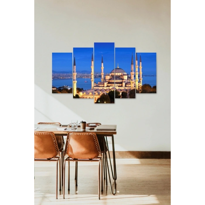 Camii Manzara 5 Parçalı Mdf Tablo 60 x 100