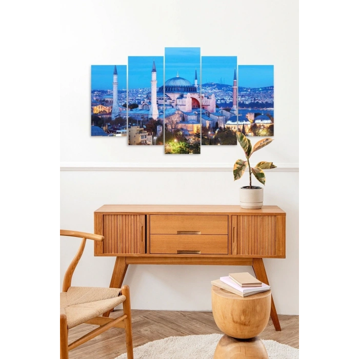 Camii Manzara 5 Parçalı Mdf Tablo 60 x 100
