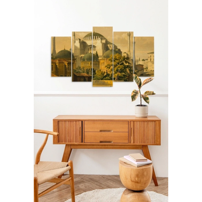 Camii Manzarası 5 Parçalı Mdf Tablo 60 x 100