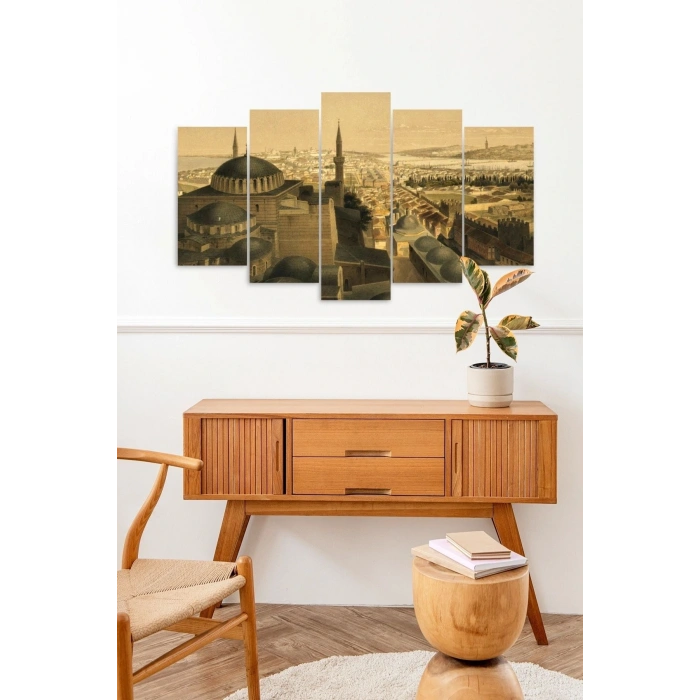Camii Manzarası 5 Parçalı Mdf Tablo 60 x 100