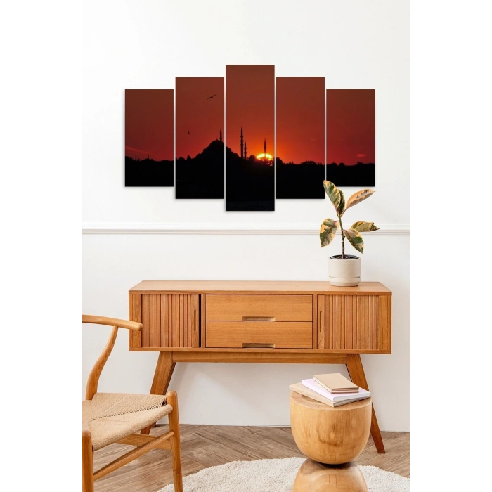 Camii Manzarası 5 Parçalı Mdf Tablo 60 x 100