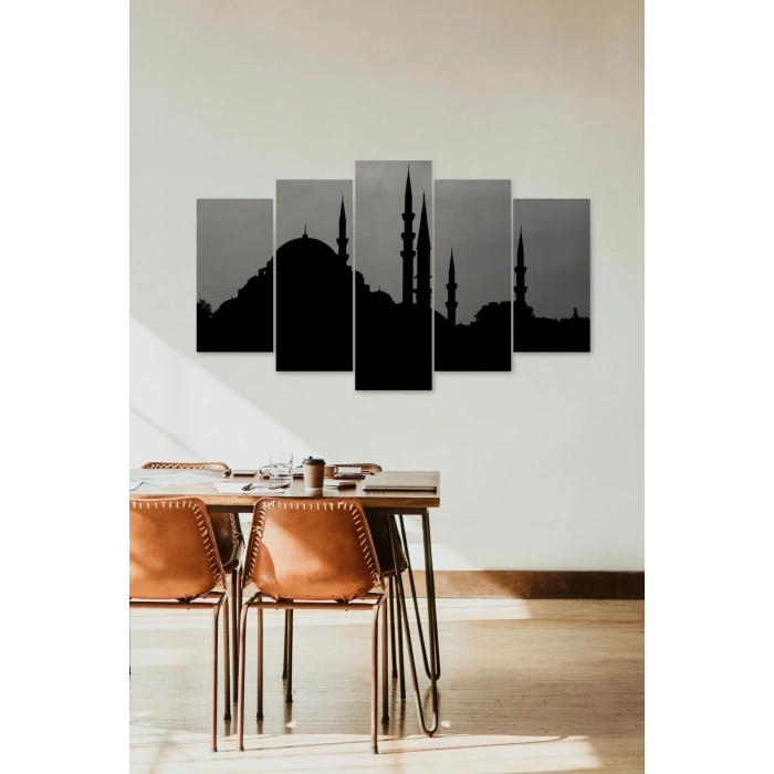 Camii Manzarası 5 Parçalı Mdf Tablo 60 x 100