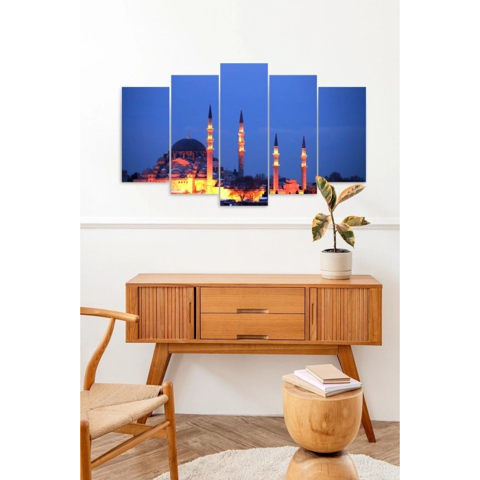 Camii Manzarası 5 Parçalı Mdf Tablo 60 x 100