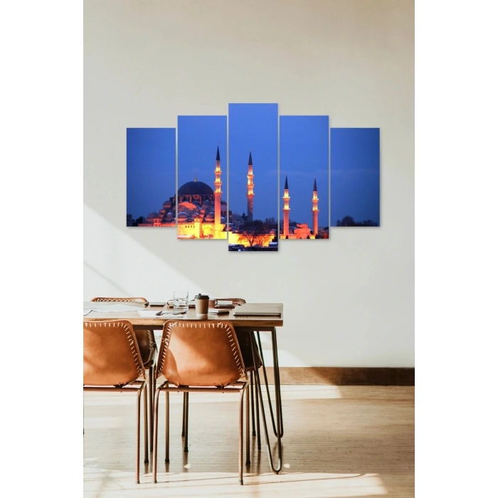 Camii Manzarası 5 Parçalı Mdf Tablo 60 x 100