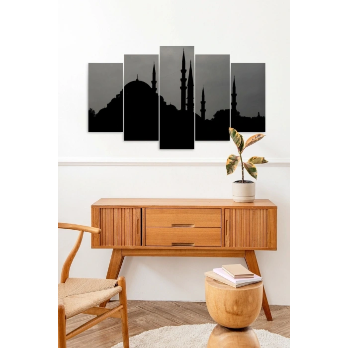 Camii Manzarası 5 Parçalı Mdf Tablo 60 x 100