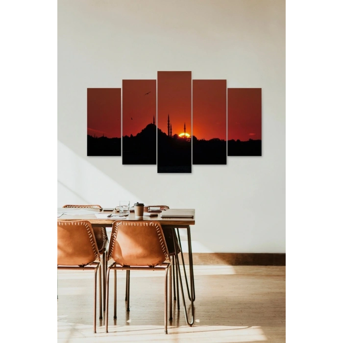 Camii Manzarası 5 Parçalı Mdf Tablo 60 x 100