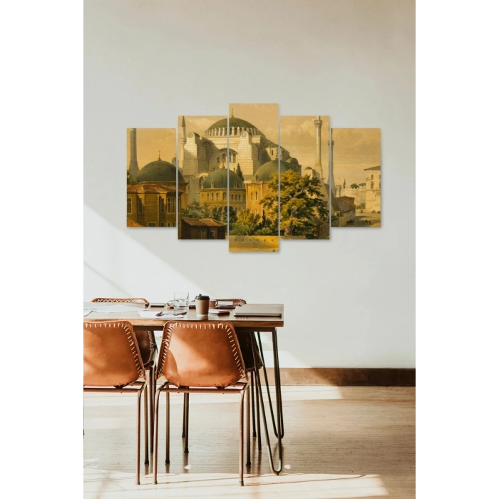 Camii Manzarası 5 Parçalı Mdf Tablo 60 x 100