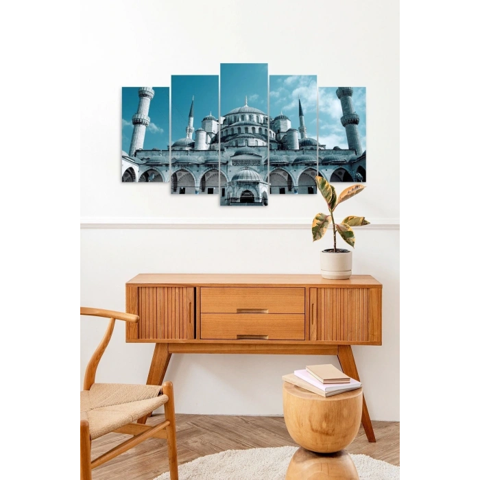 Camii Manzarası 5 Parçalı Mdf Tablo 60 x 100