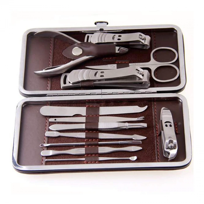 Çantalı Manikür Pensi Profesyonel ve Manikür Pedikür Seti 13 Parça Tırnak Eti İtici Ve Cımbız (5365)