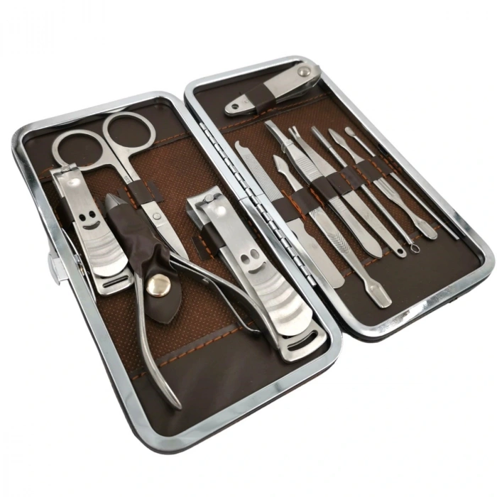 Çantalı Manikür Pensi Profesyonel ve Manikür Pedikür Seti 13 Parça Tırnak Eti İtici Ve Cımbız (5365)